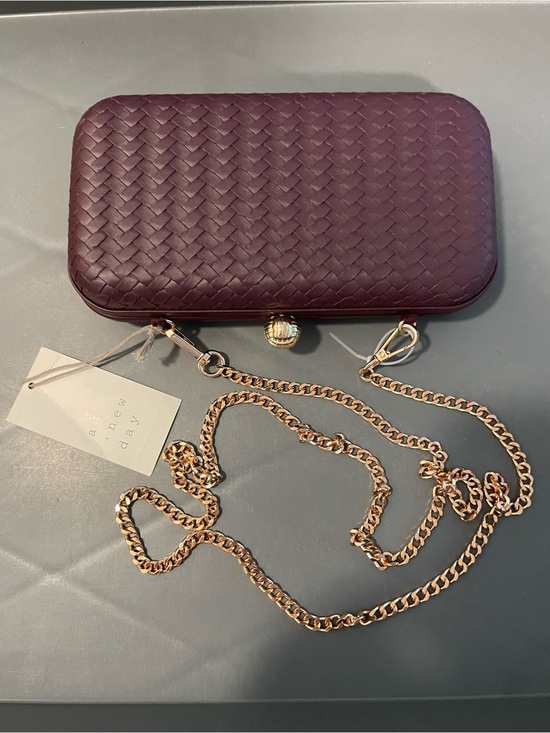 a new day Handbags - A New Day Woven Minaudiere Clutch Crossbody Bag Dark Red NWT